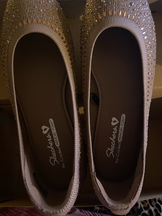 Skechers Shoes - Skechers Women's taupe with crystals
Crystal-Embellished Slip-On Flats